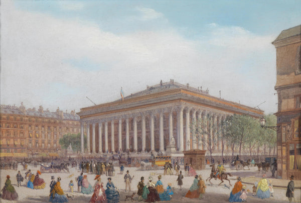 "Blick auf die Place de la Bourse"-Carlo Bossoli-Italy-1884