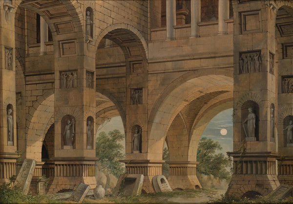 "Fantasy Architecture by Moonlight"-Johann Friedrich Morgenstern-German-1808