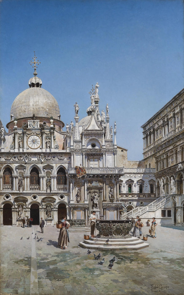 "Courtyard of Palazzo Doge, Venice"-Robert Alott-Peru-1888