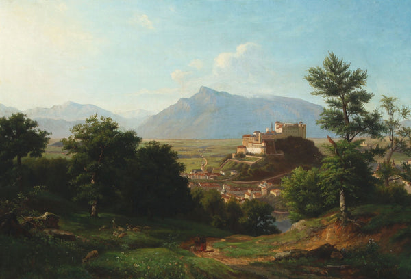 "Berglandschaft mit Schloss, Salzburg"-Franz Krüger -Germany
