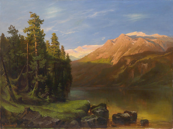 "Große Landschaft im Abendrot"-Carl Schweninger sen-Austrian-1887