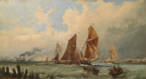 "Schiffe am Hafen von Portsmouth"-Claude Thomas Stanfield Moore-British-1901
